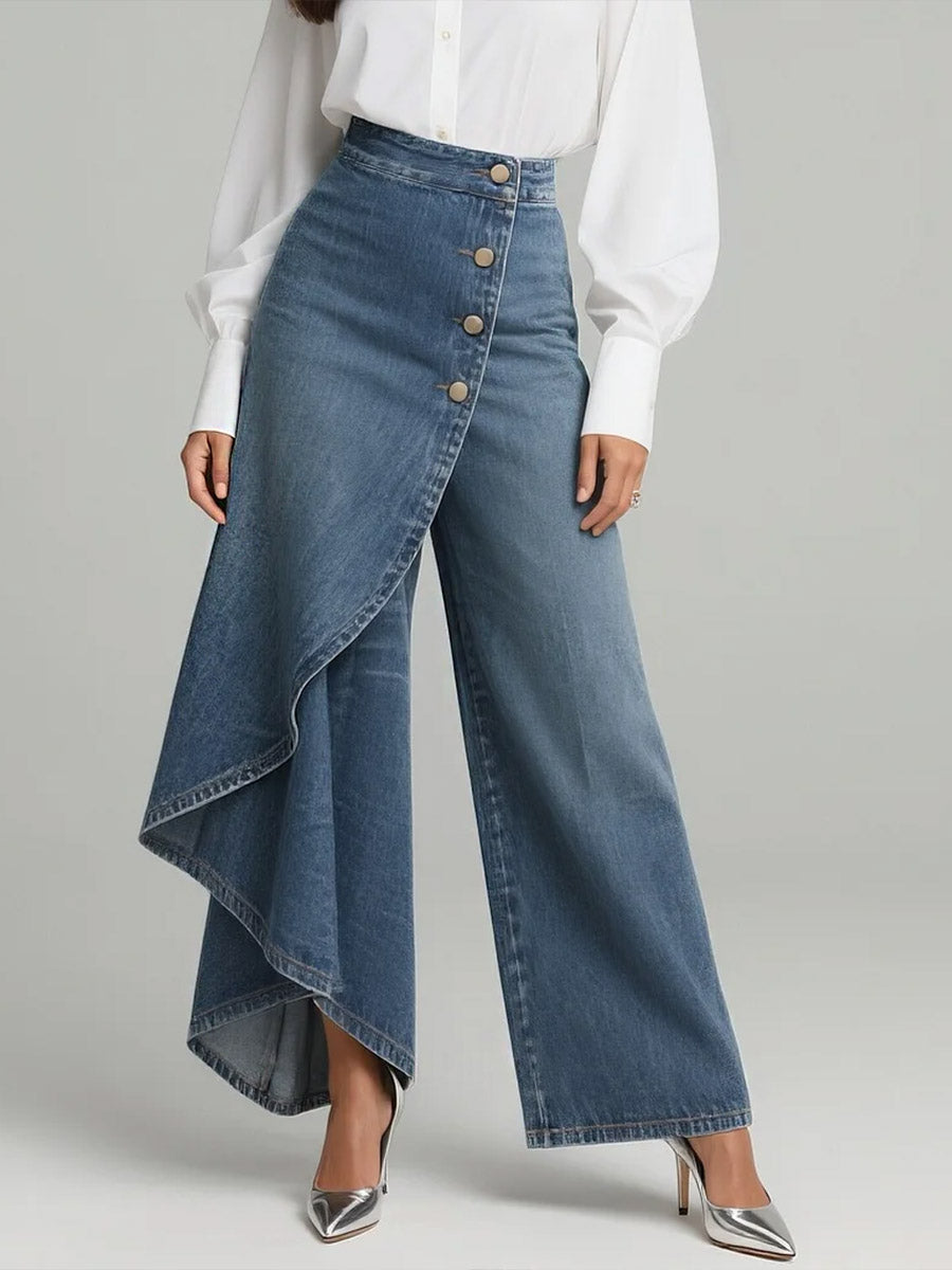 High Waisted Relaxed Wide Leg Jeans – Blue
