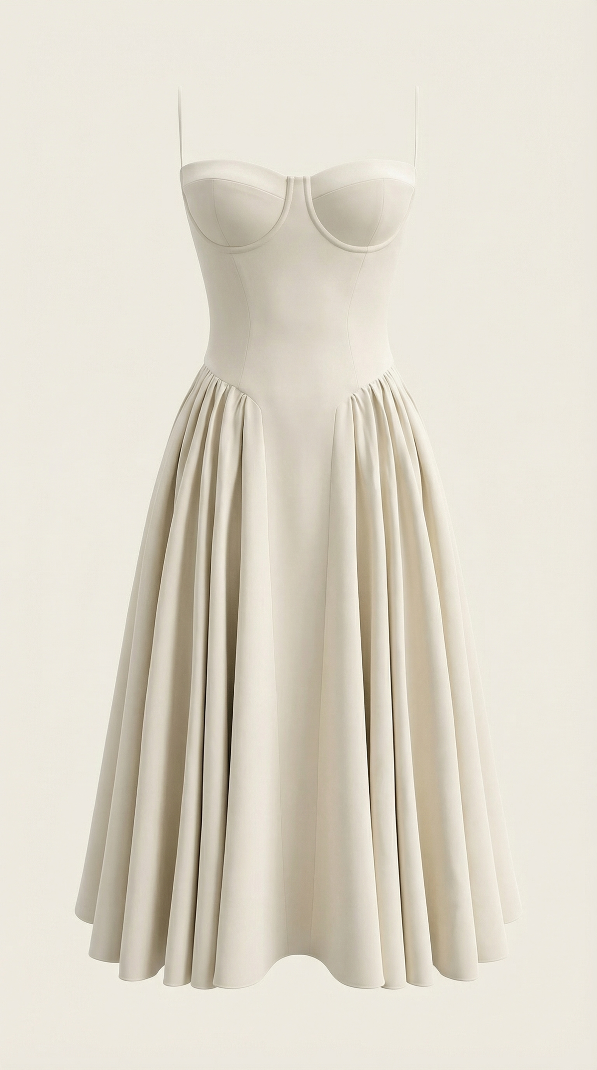 Corset Tie-Front Midi Dress in White – flat-lay product shot