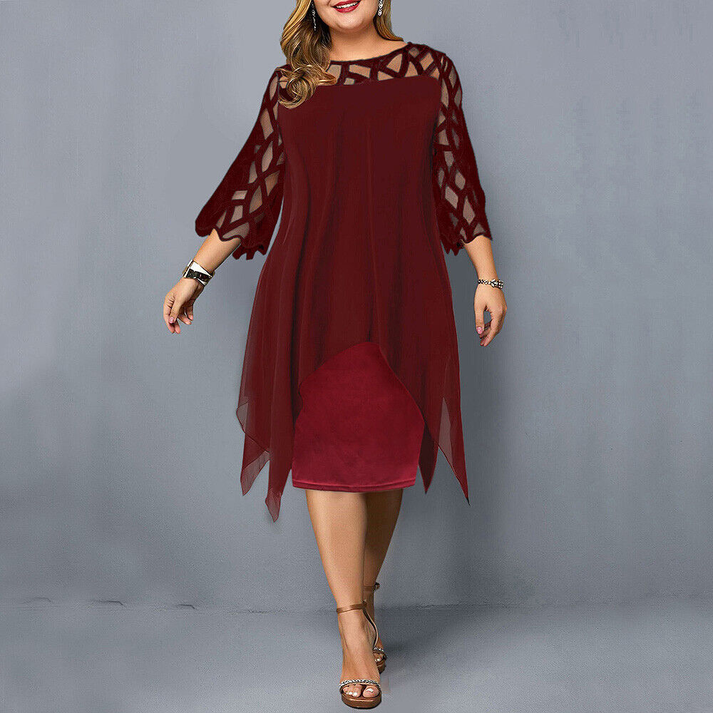Relaxed Oversized Midi Dress – Wine Red