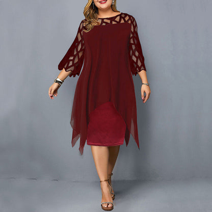 Relaxed Oversized Midi Dress – Wine Red