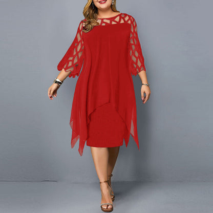 Relaxed Oversized Midi Dress – Red