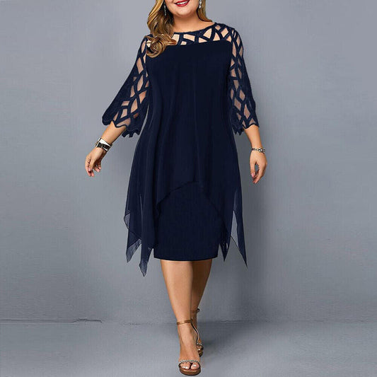 Relaxed Oversized Midi Dress – Deep Blue